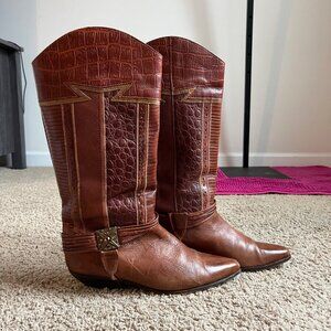 Vintage Circle S Iguana Leather Cowboy Western Boots Size 9.5